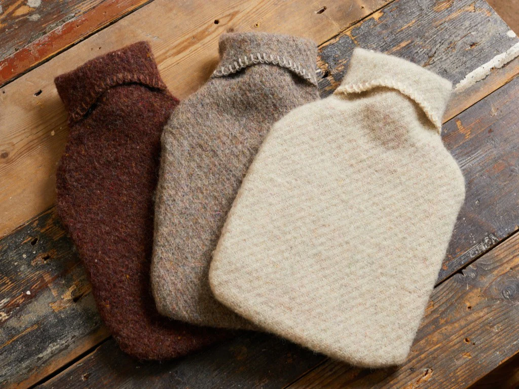 Hot Water Bottle with Recycled Wool Cover - Almond - Image 2