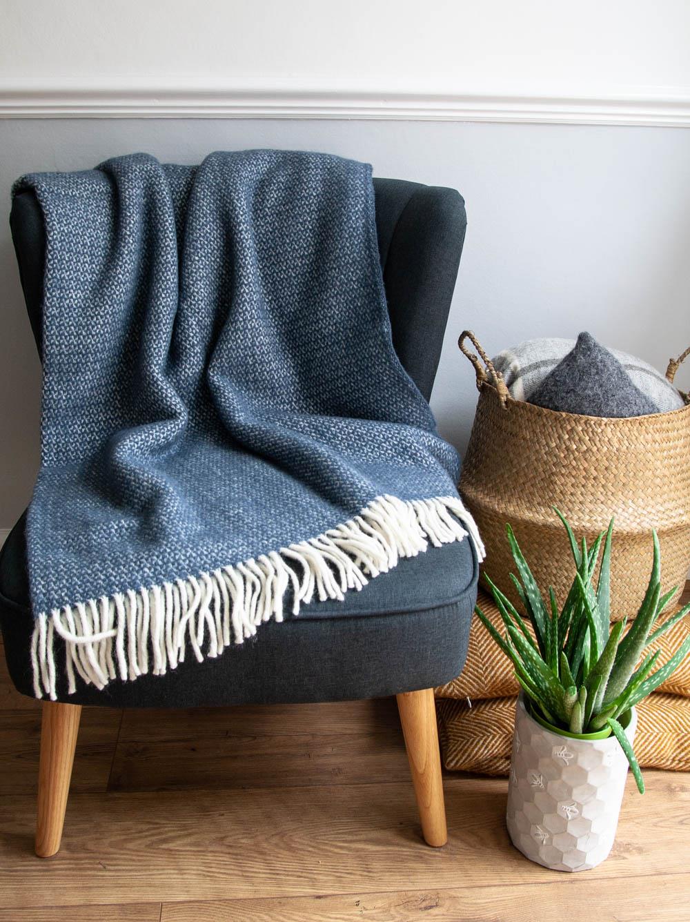 Illusion Pure New Wool Throw - Blue Slate - Image 2