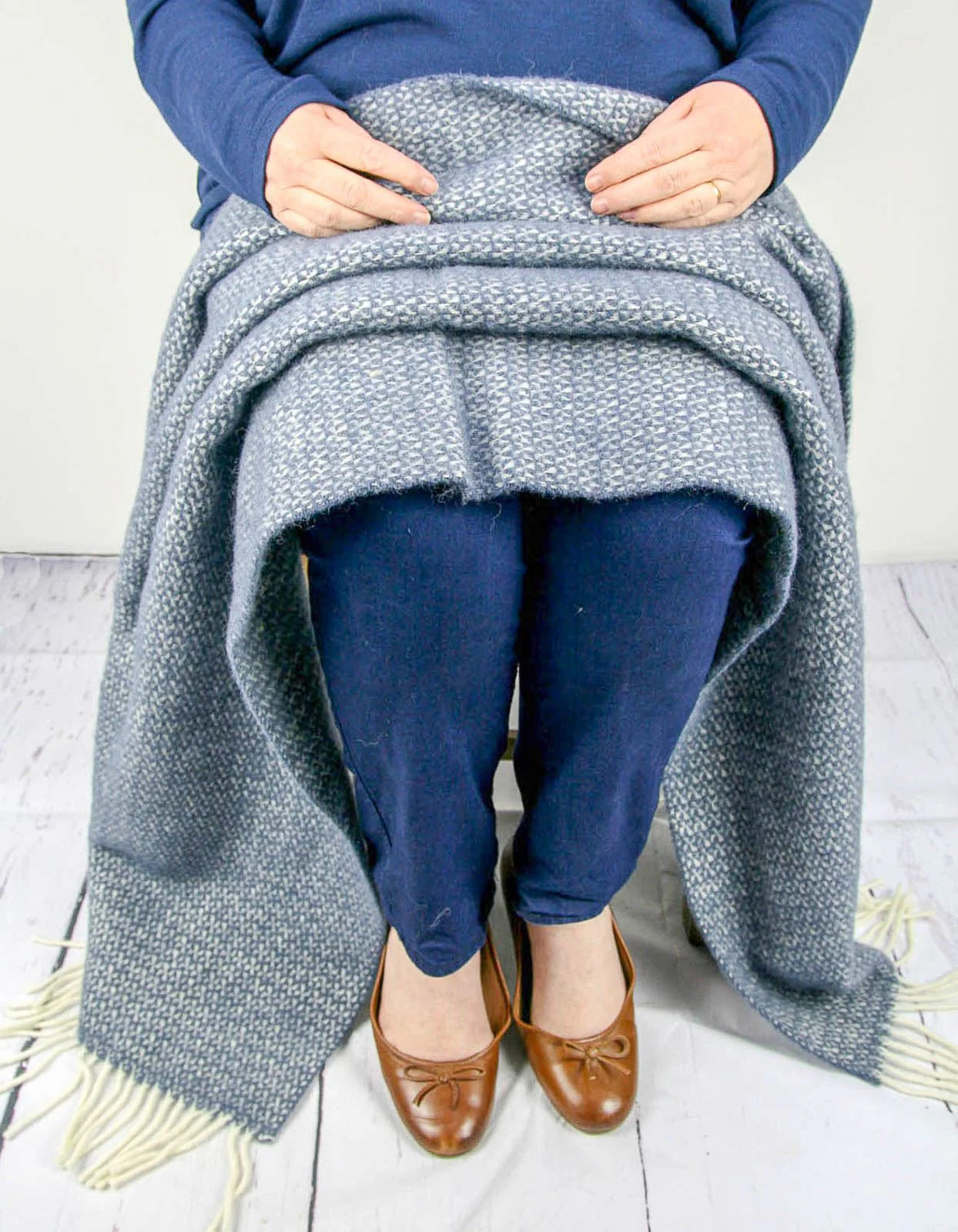 Illusion Pure New Wool Throw - Blue Slate - Image 7