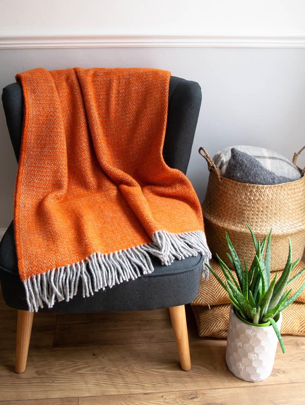 Illusion Pure New Wool Throw - Pumpkin - Image 2