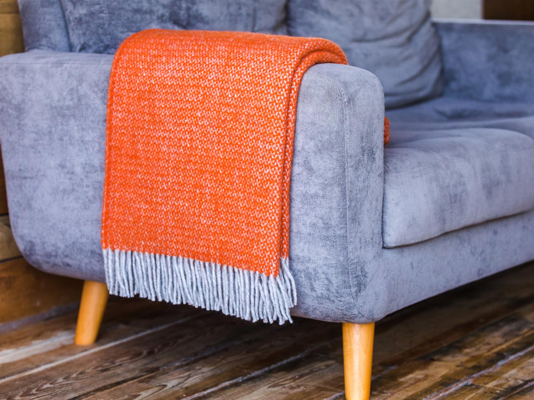 Illusion Pure New Wool Throw - Pumpkin - Image 3