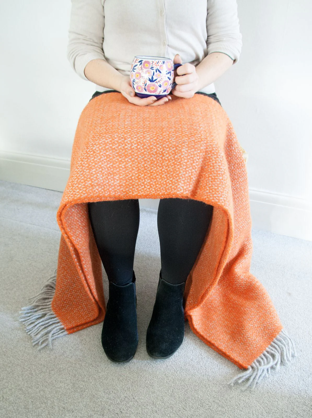 Illusion Pure New Wool Throw - Pumpkin - Image 4