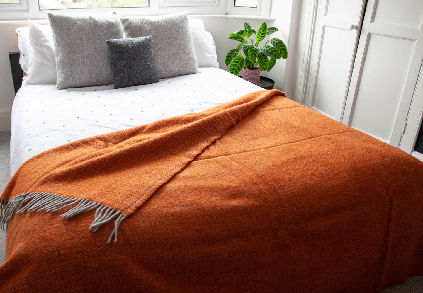 Illusion Pure New Wool Throw - Pumpkin - Image 6