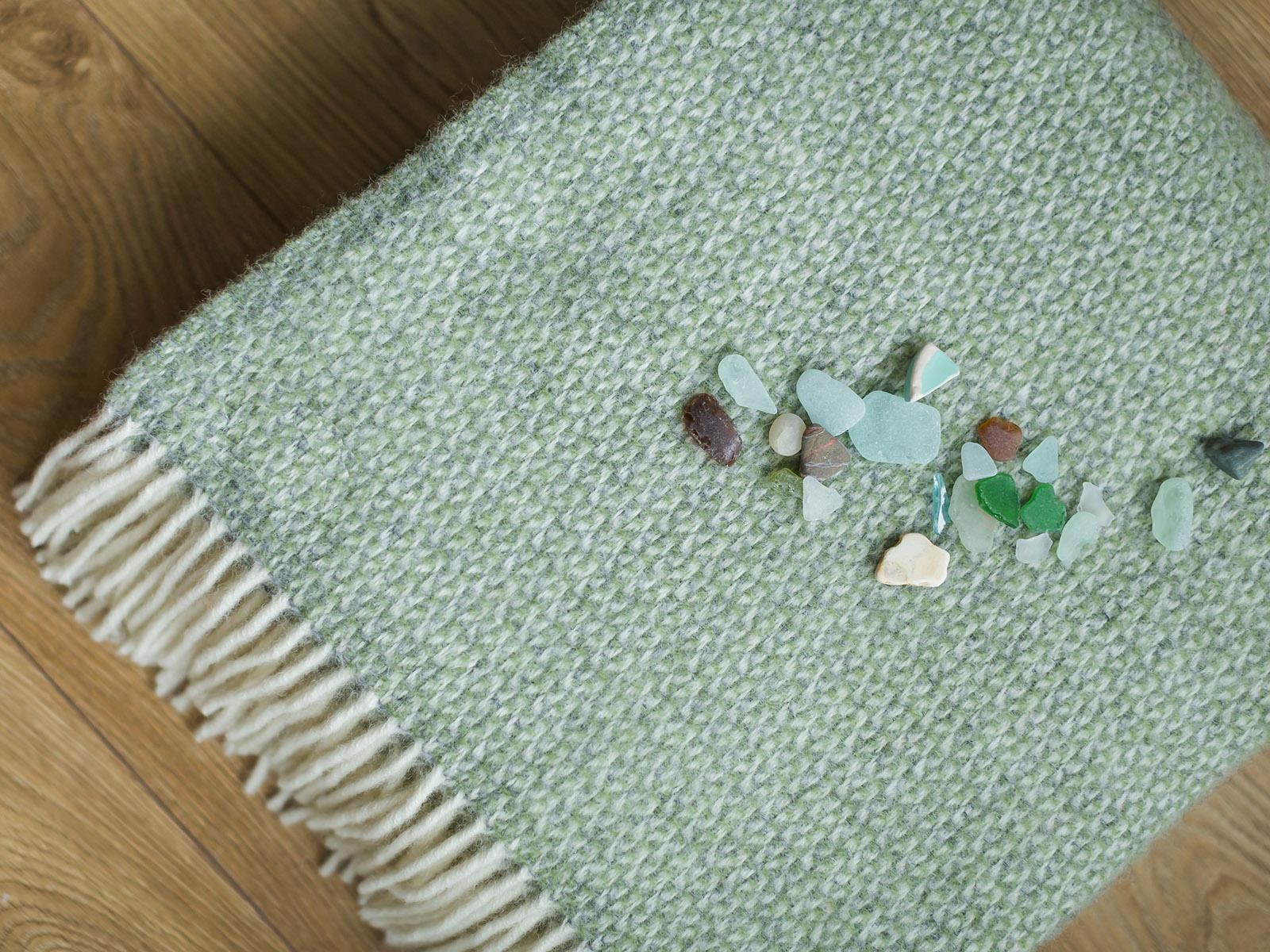Illusion Pure New Wool Throw - Sage Green/Grey - Image 3