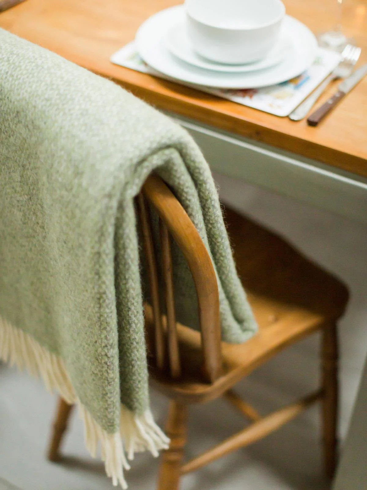 Illusion Pure New Wool Throw - Sage Green/Grey - Image 4