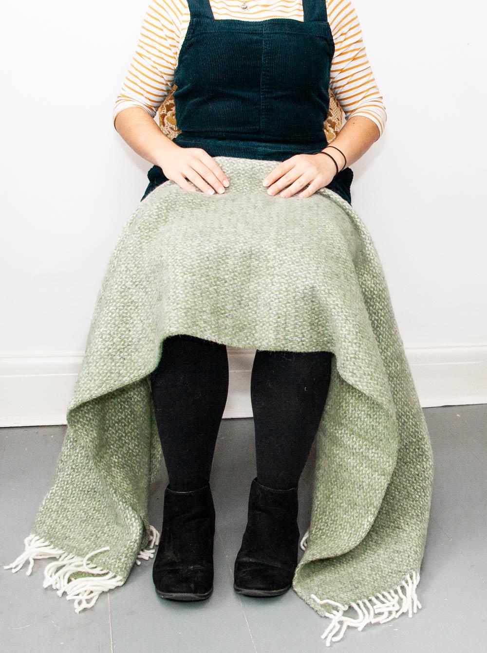 Illusion Pure New Wool Throw - Sage Green/Grey - Image 6