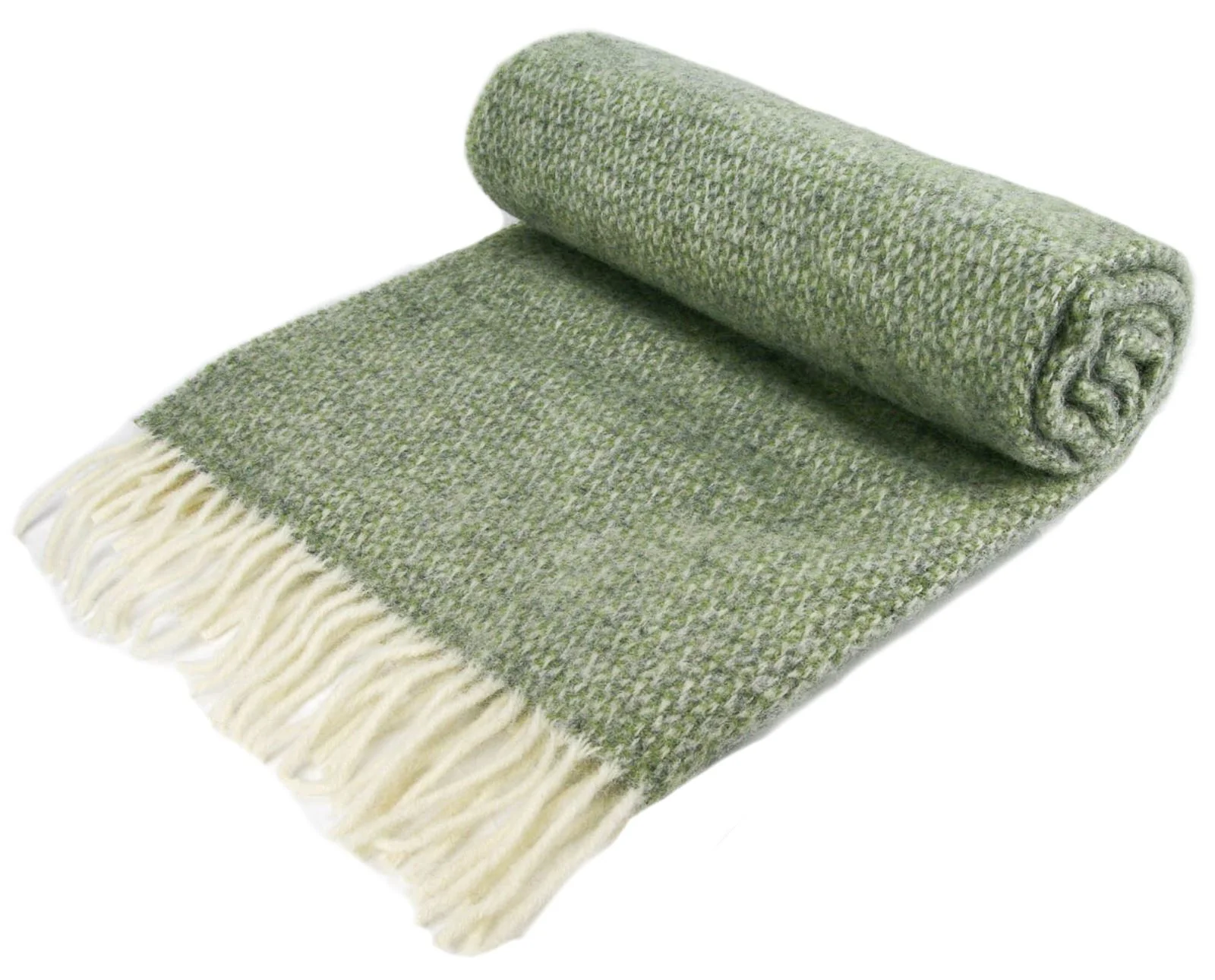 Illusion Pure New Wool Throw - Sage Green/Grey - Image 7