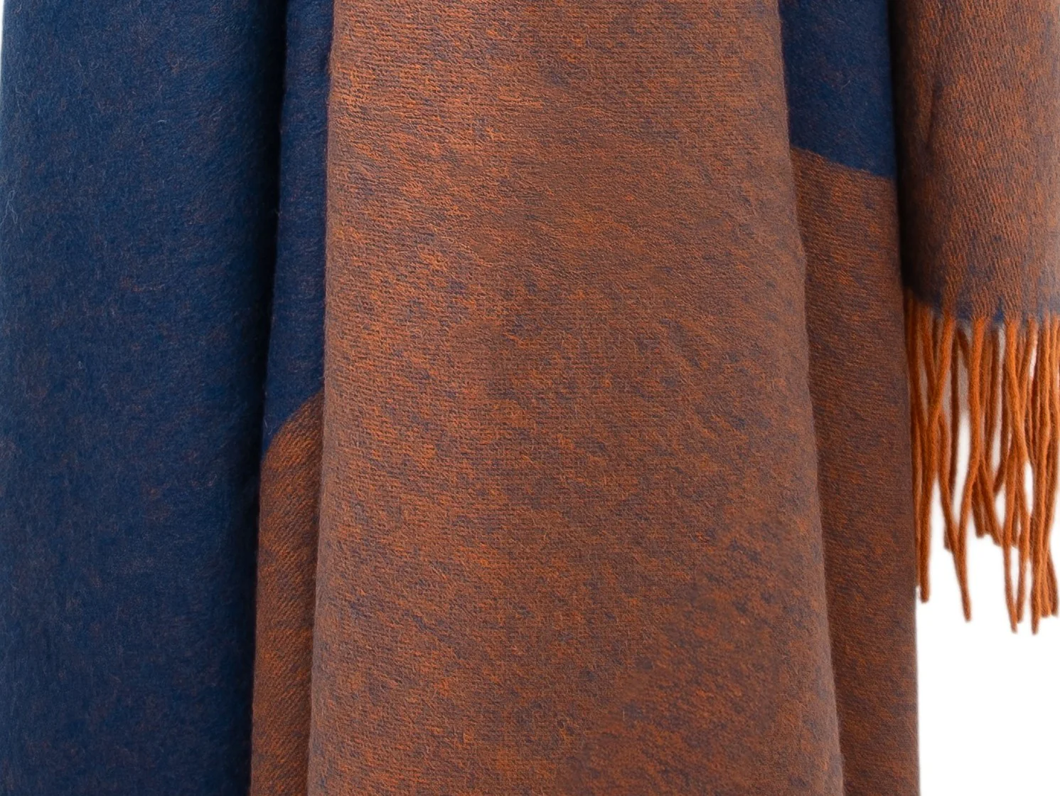 Lambswool Diagonal Throw - Brown/Navy - Image 3