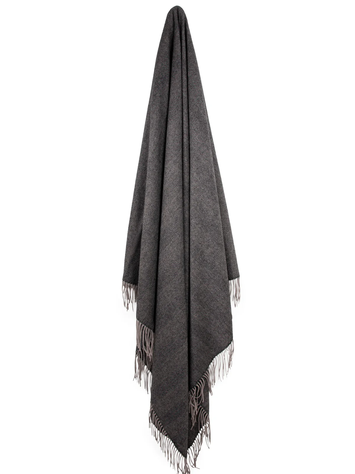 Lambswool  Herringbone Throw - Charcoal/Silver - Image 3