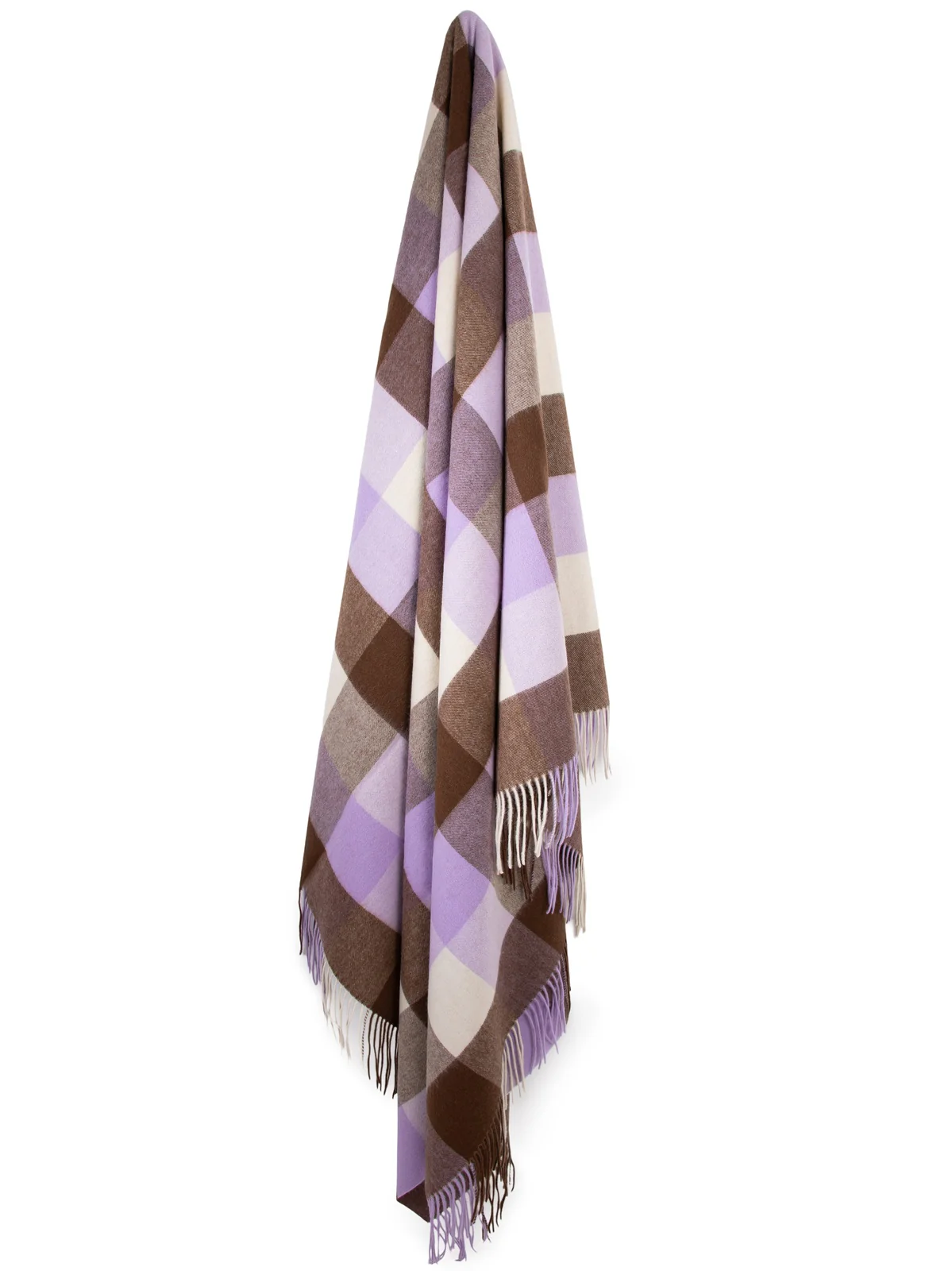 Lambswool Square Check Throw - Brown & Lavender - Image 3