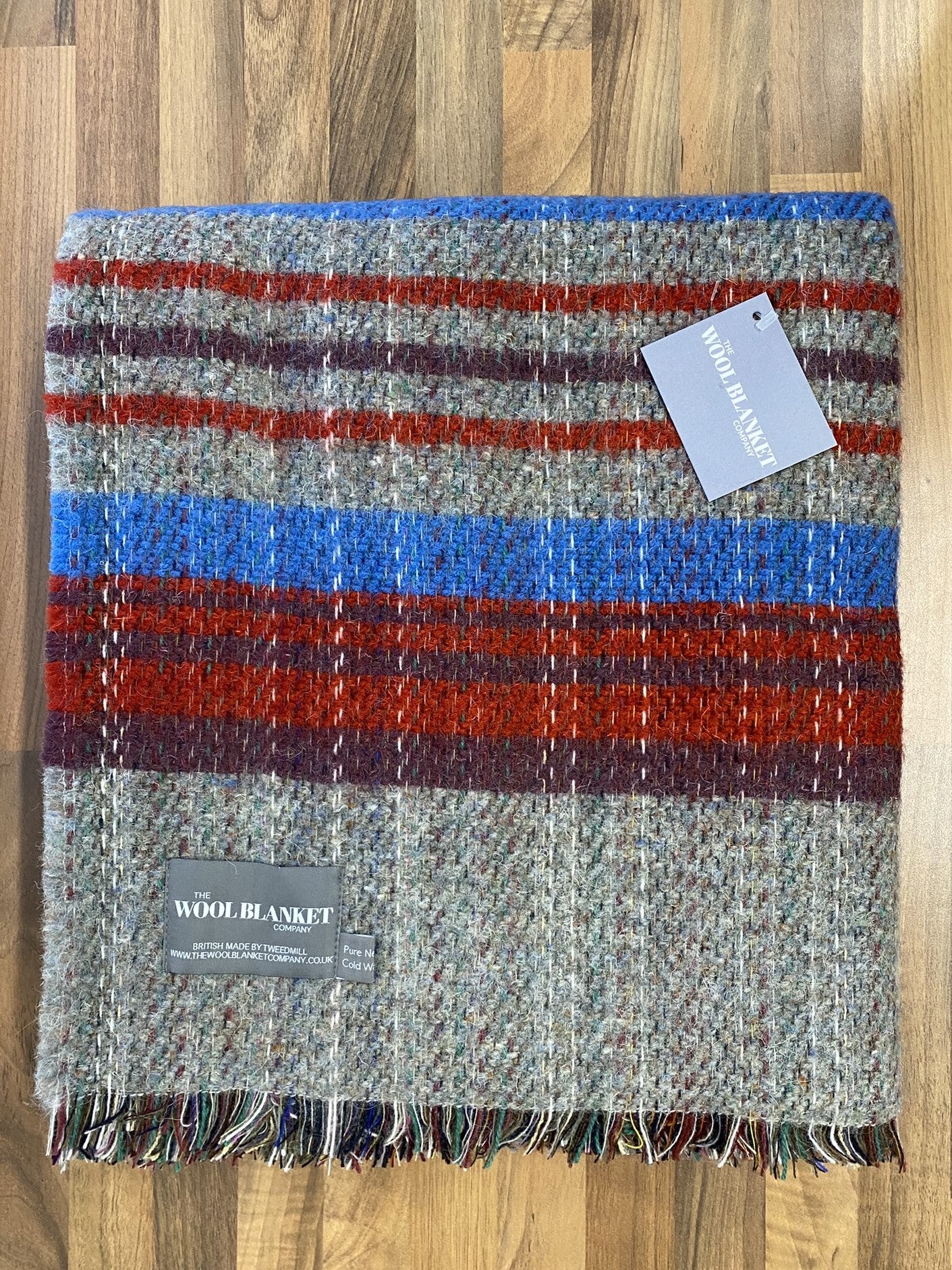 Large Checked Random Recycled Wool Blanket - Image 11