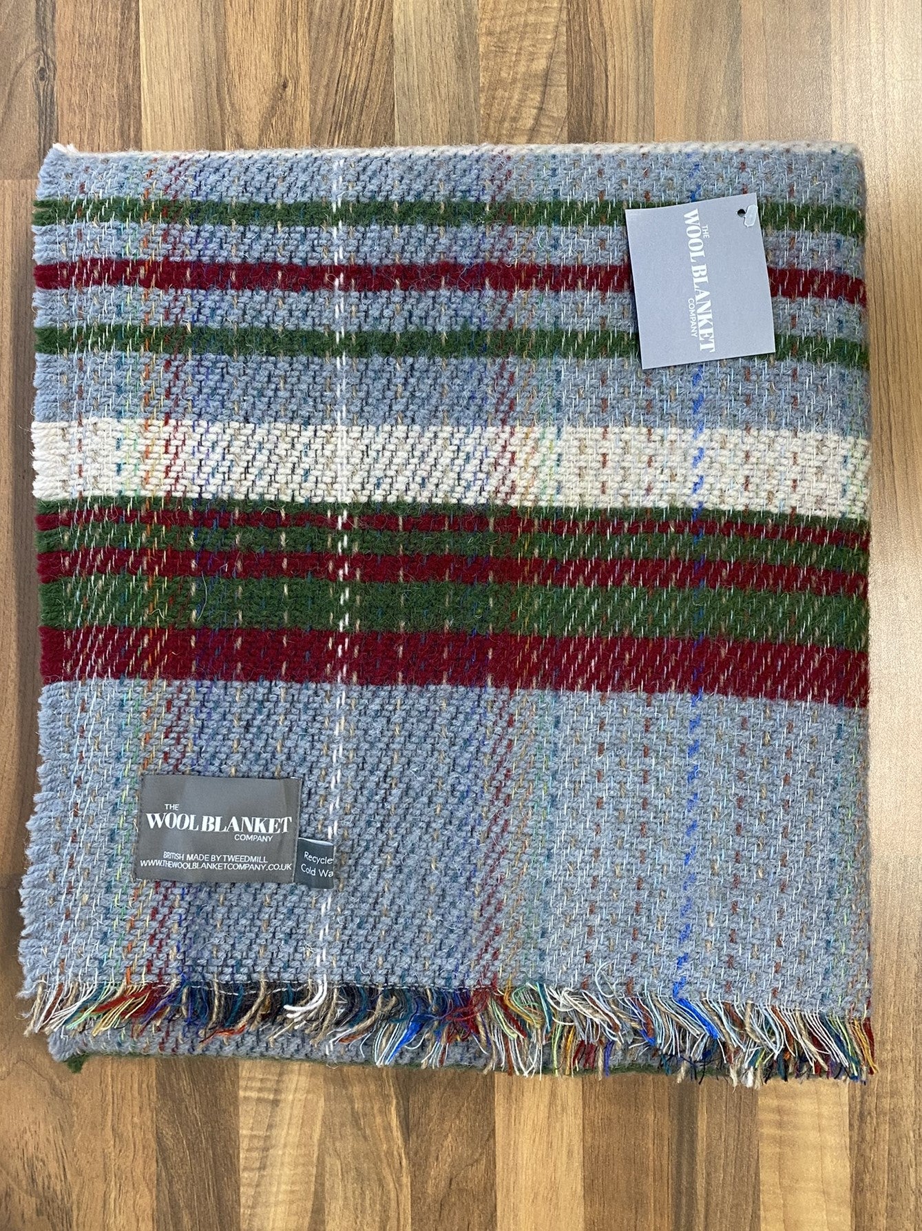 Large Checked Random Recycled Wool Blanket - Image 12