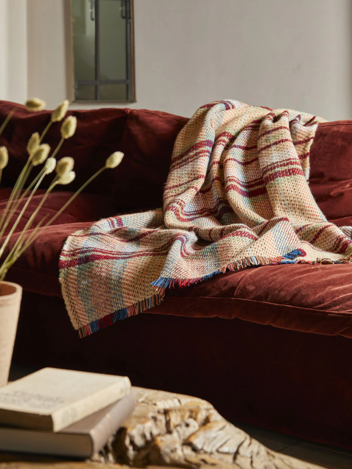 Large Checked Random Recycled Wool Blanket - Image 5