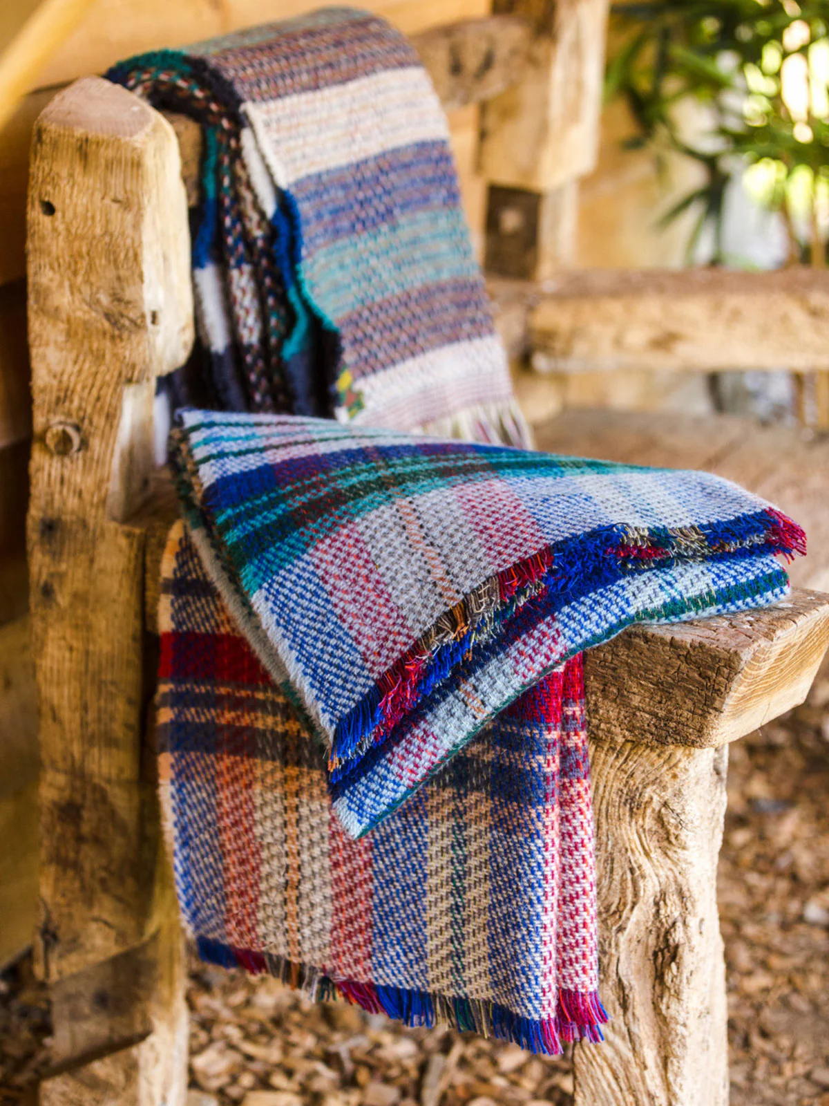 Large Checked Random Recycled Wool Blanket - Image 7