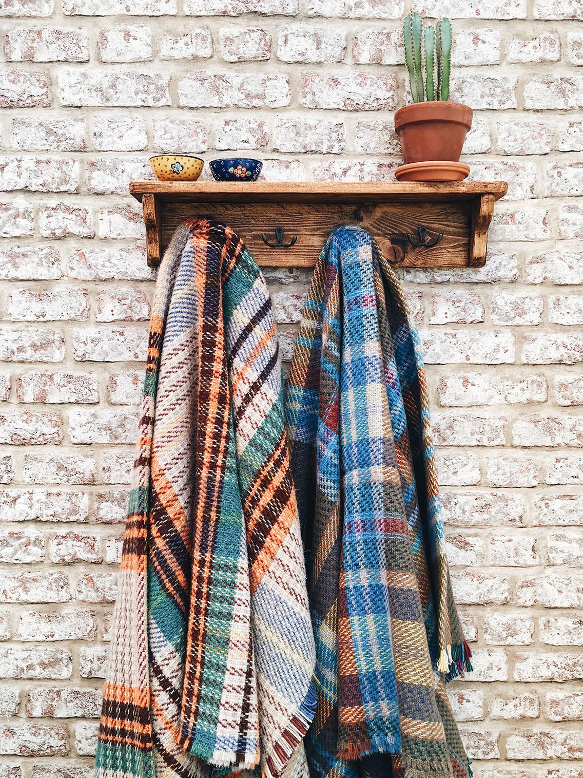Large Checked Random Recycled Wool Blanket - Image 9