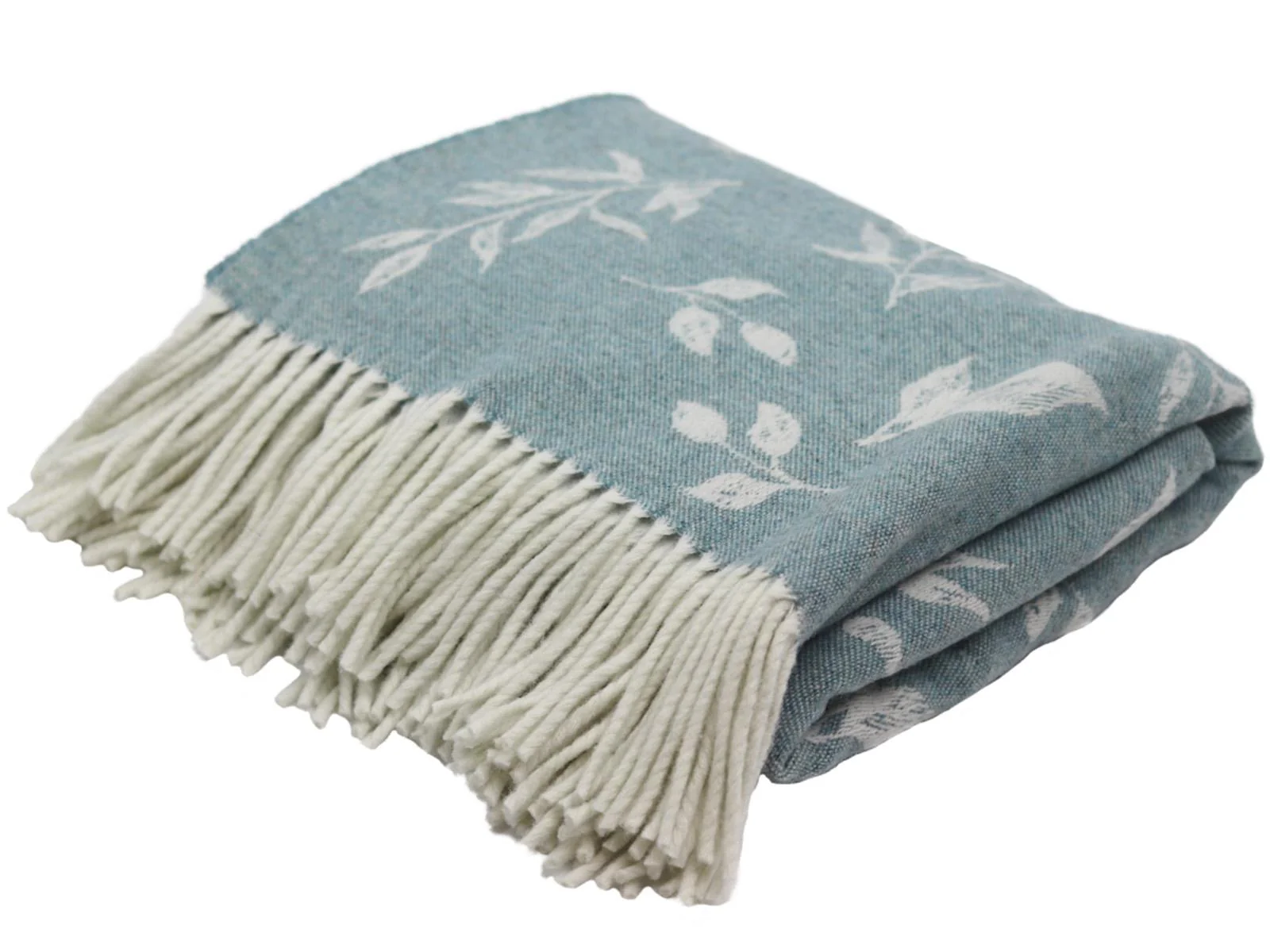 Leaf Merino Lambswool Throw - Topaz - Image 3