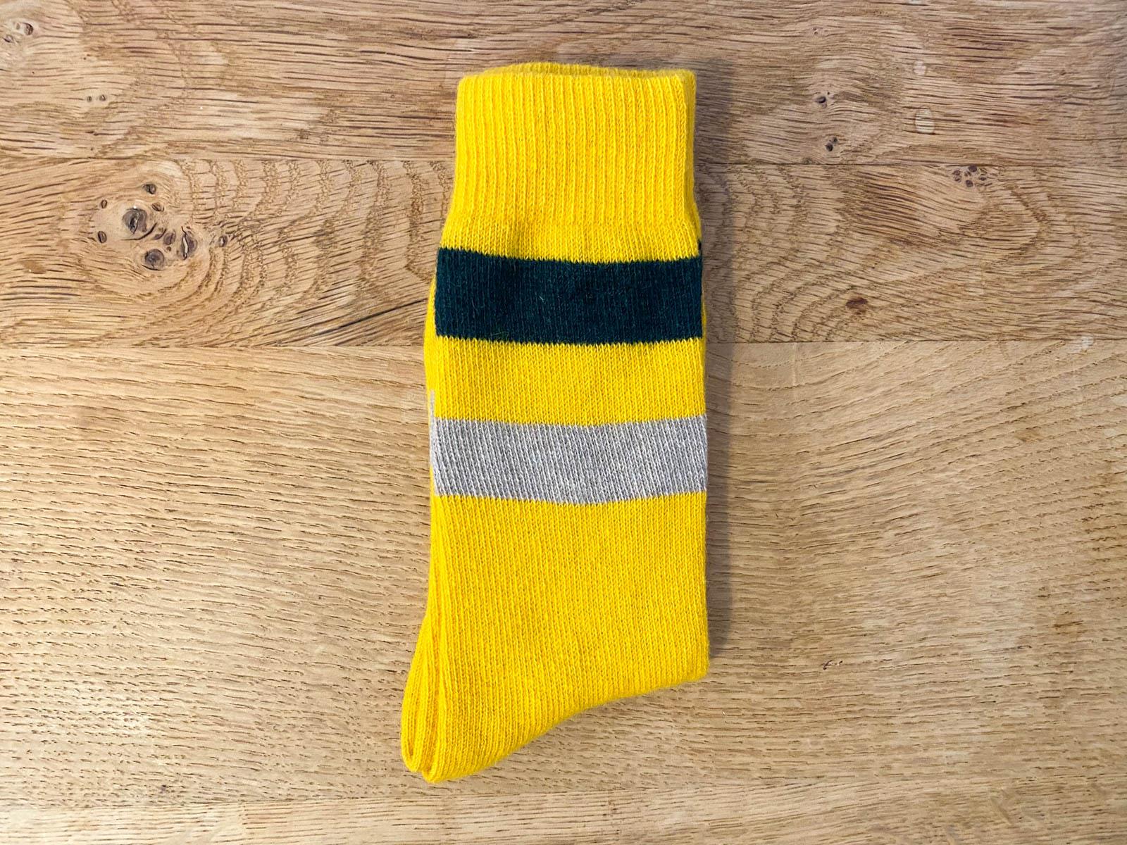 Luxurious Cashmere Socks - Yellow/Green Stripe - Image 3