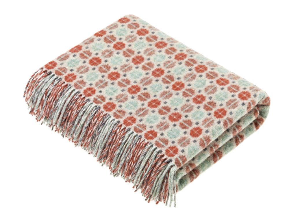 Milan Lambswool Throw - Brick/Aqua