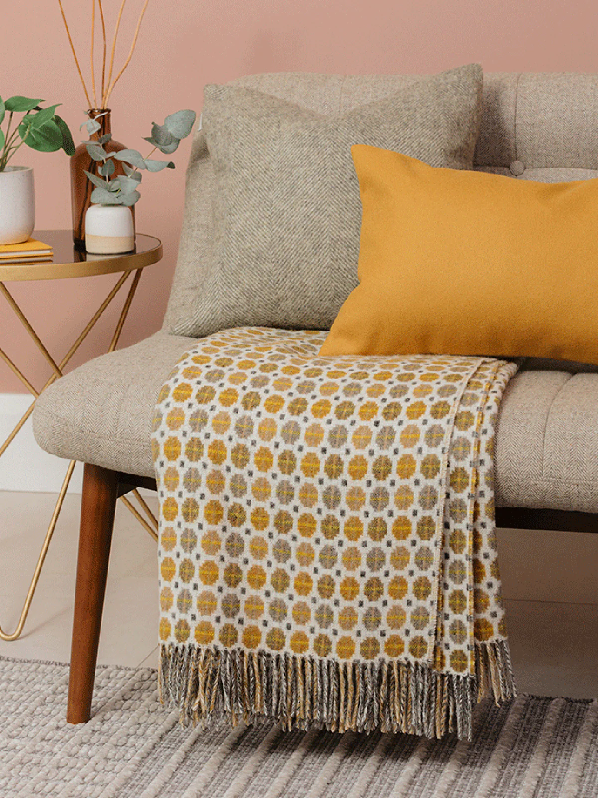 Milan Merino Lambswool Throw - Gold - Image 2