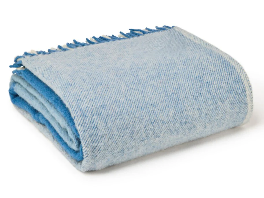 Paddock Check XL Pure New Wool Throw - Blue Jay