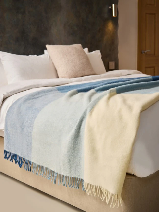 Paddock Check XL Pure New Wool Throw - Blue Jay - Image 2