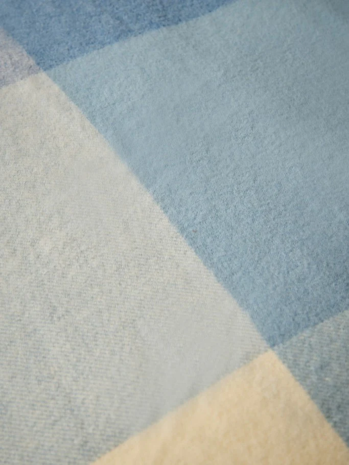 Paddock Check XL Pure New Wool Throw - Blue Jay - Image 5