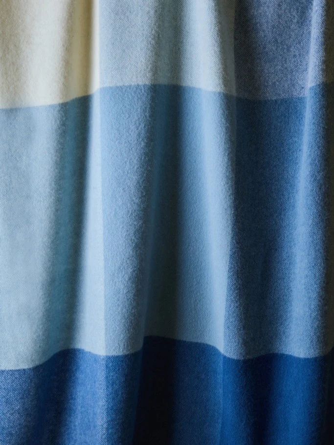 Paddock Check XL Pure New Wool Throw - Blue Jay - Image 7
