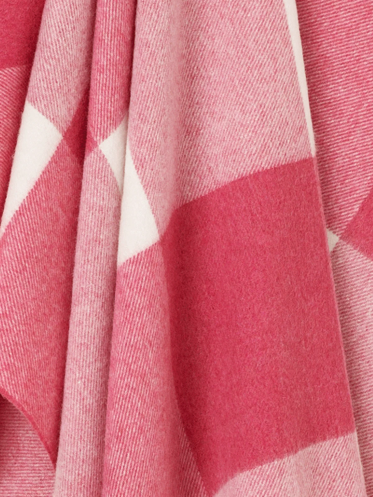 Pastel Block Check Merino Lambswool Throw - Cerise - Image 5