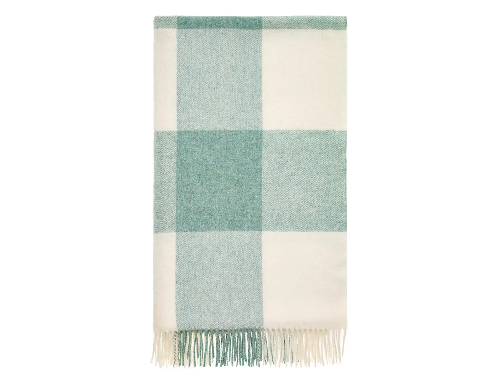 Pastel Block Check Merino Lambswool Throw - Eucalyptus - Image 3