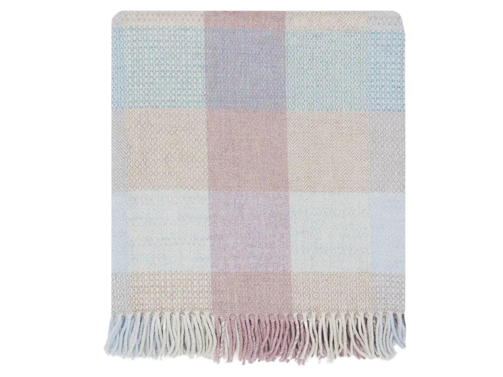 Patchwork Merino Lambswool Throw - Sea Breeze