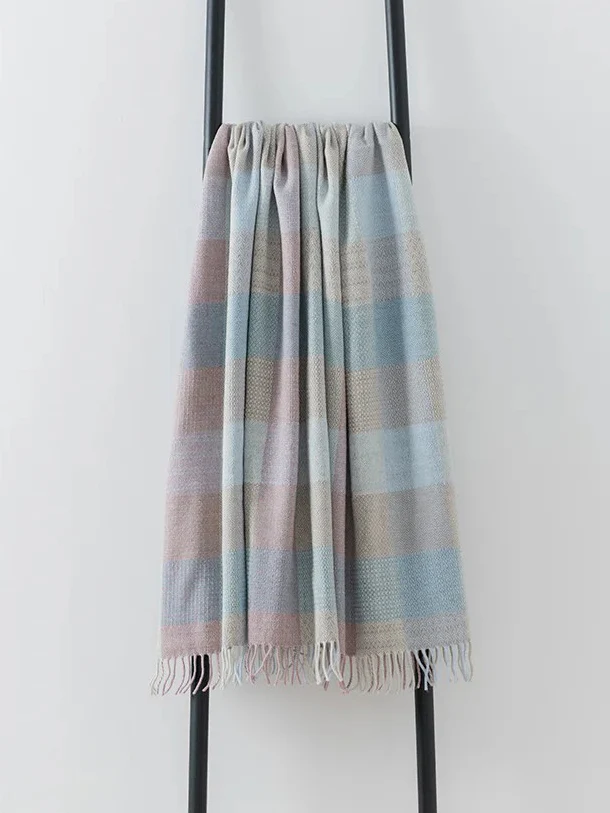 Patchwork Merino Lambswool Throw - Sea Breeze - Image 2