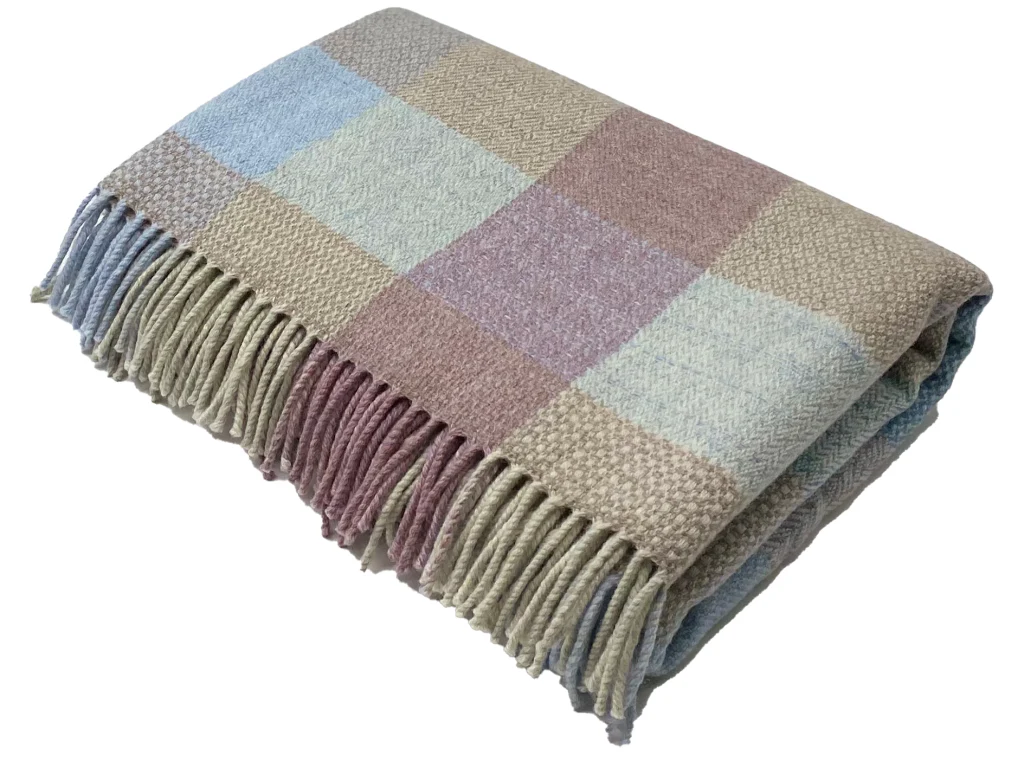 Patchwork Merino Lambswool Throw - Sea Breeze - Image 3