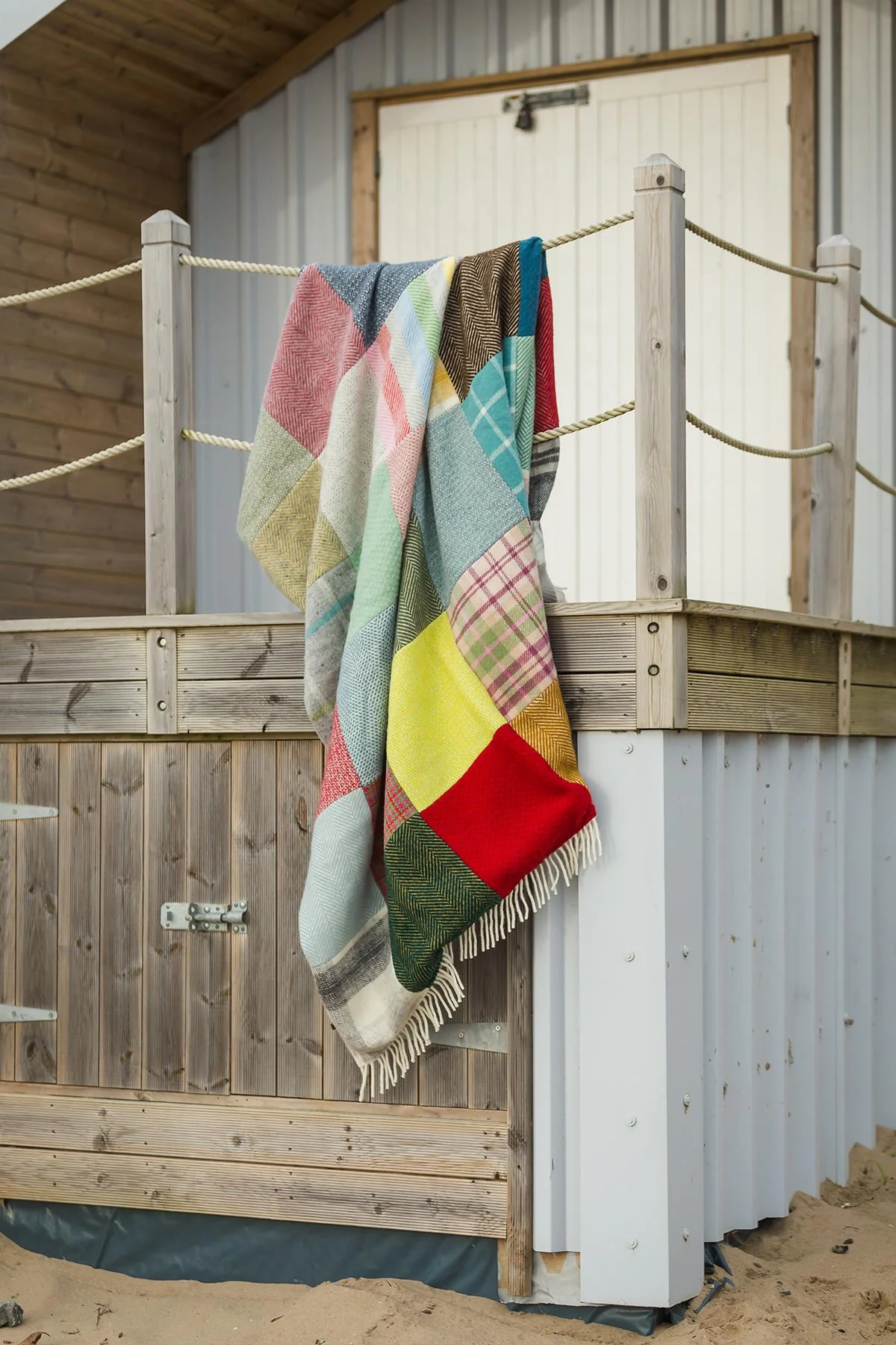 Patchwork Pure New Wool Throw - Random Check - Image 3