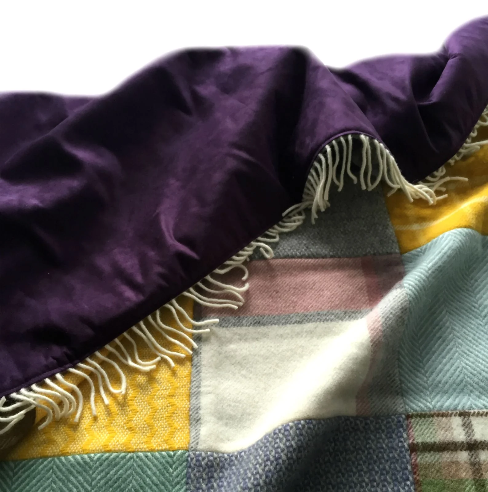 Patchwork Pure New Wool Throw - Random Check - Image 5
