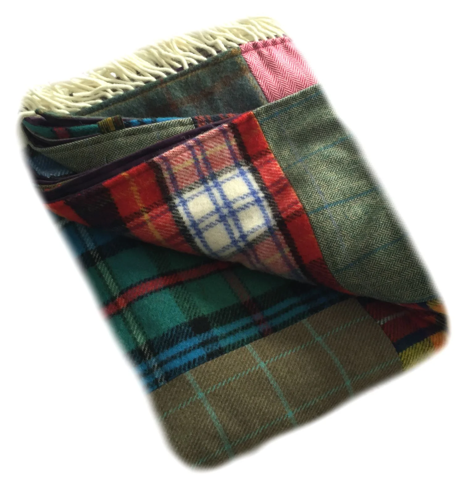 Patchwork Pure New Wool Throw - Tartan - Image 2