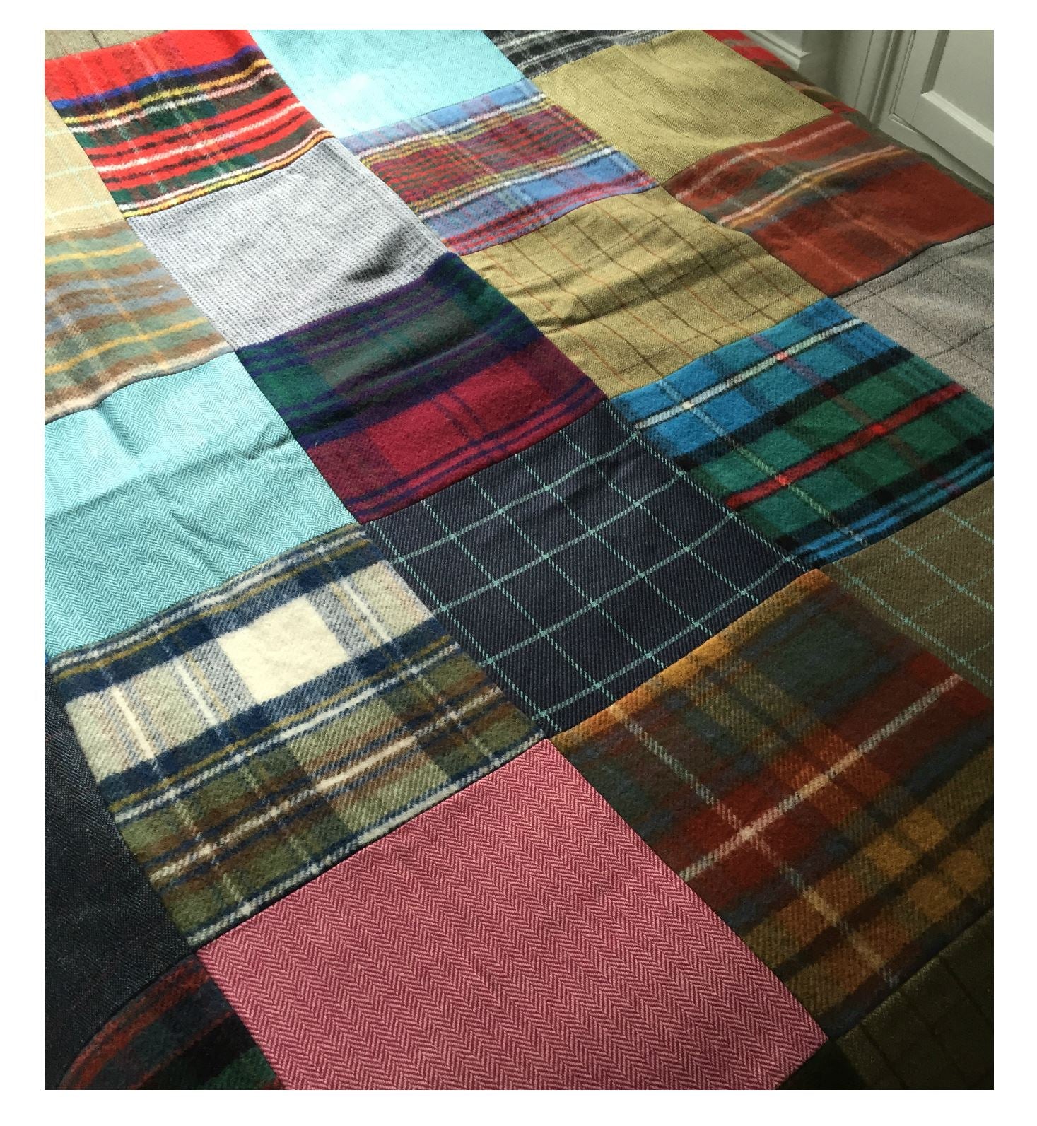 Patchwork Pure New Wool Throw - Tartan - Image 4