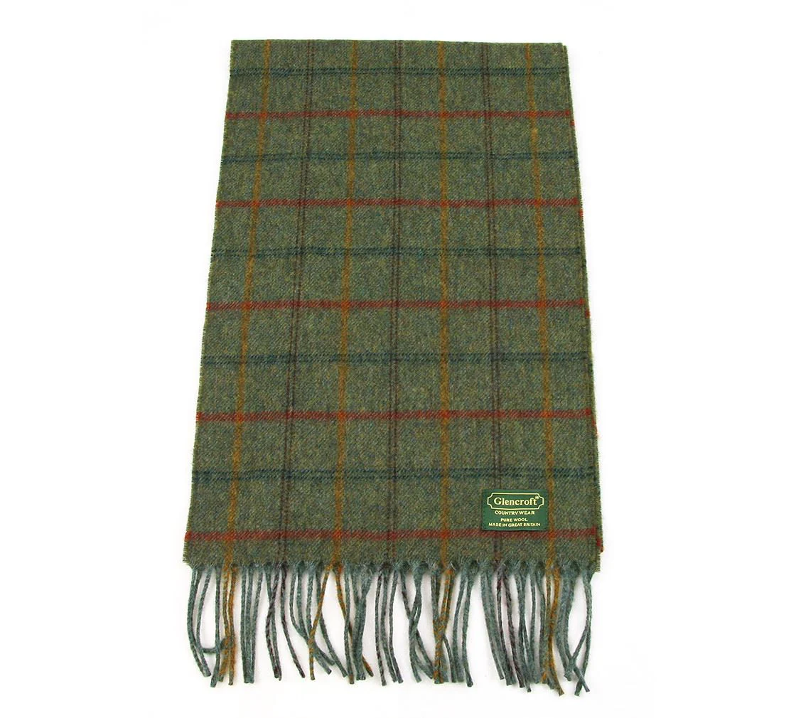 Plaid Lambswool Scarf - Green - Image 3