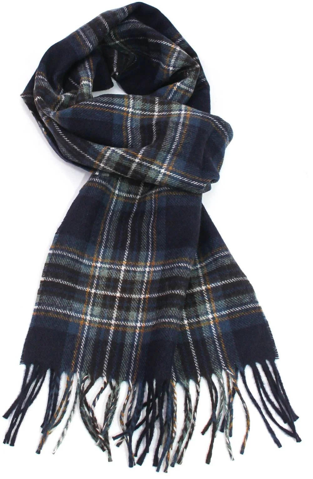 Plaid Lambswool Scarf - Navy - Image 3