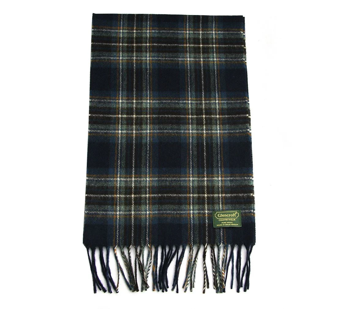 Plaid Lambswool Scarf - Navy - Image 4