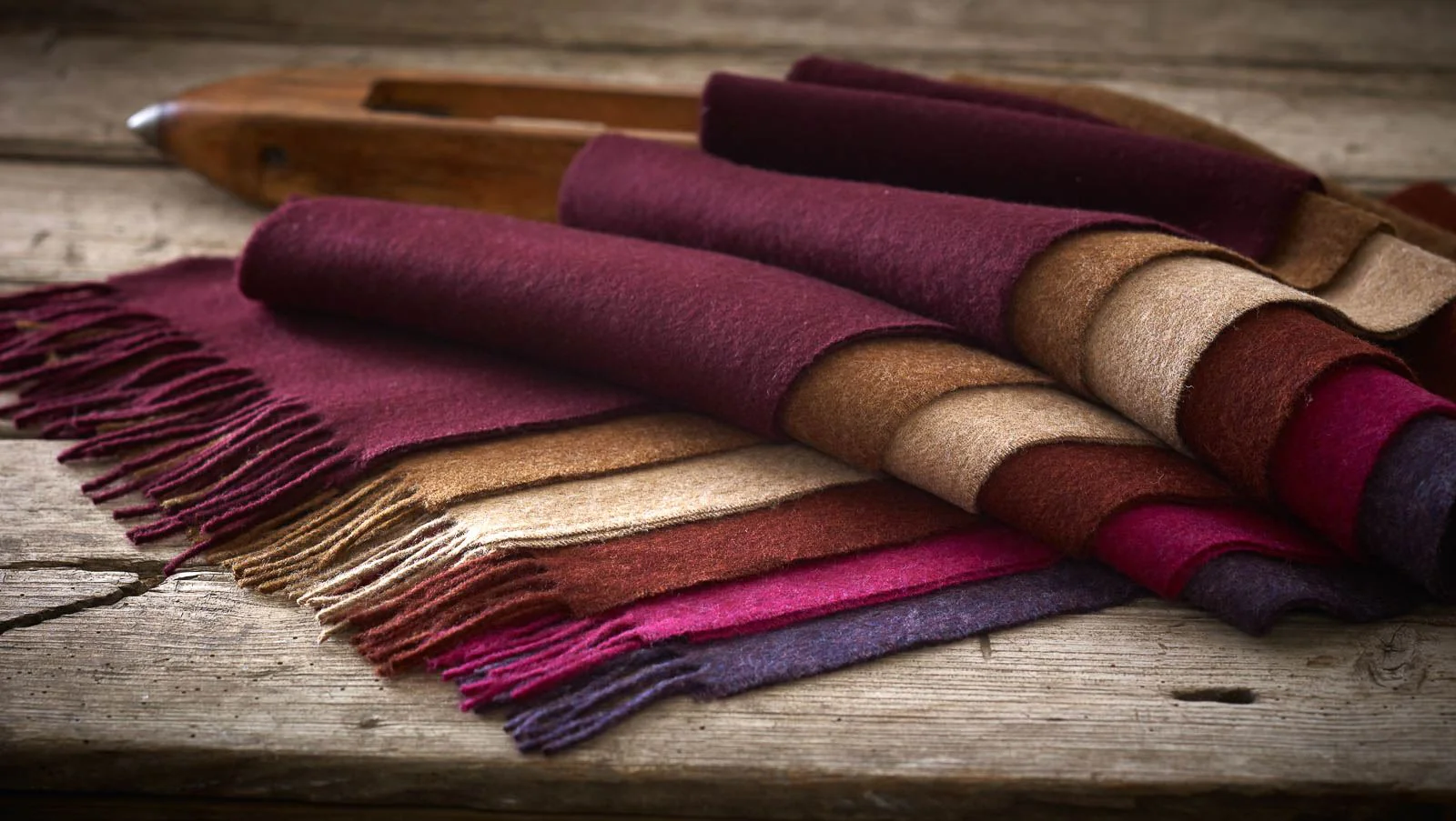 Plain Lambswool Scarf - Claret - Image 2