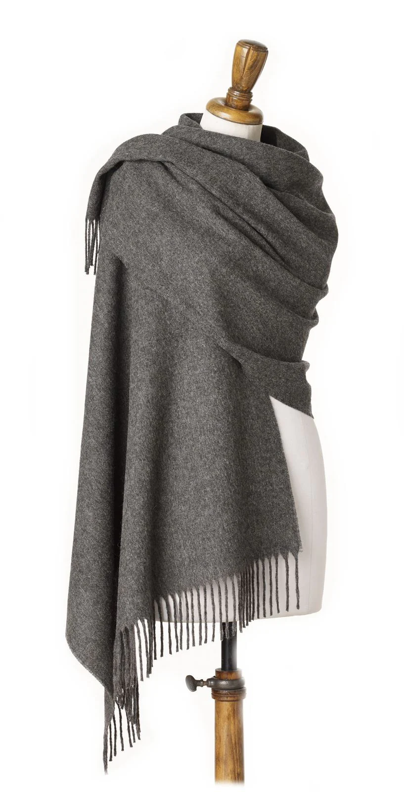 Plain Lambswool Scarf - Grey - Image 3