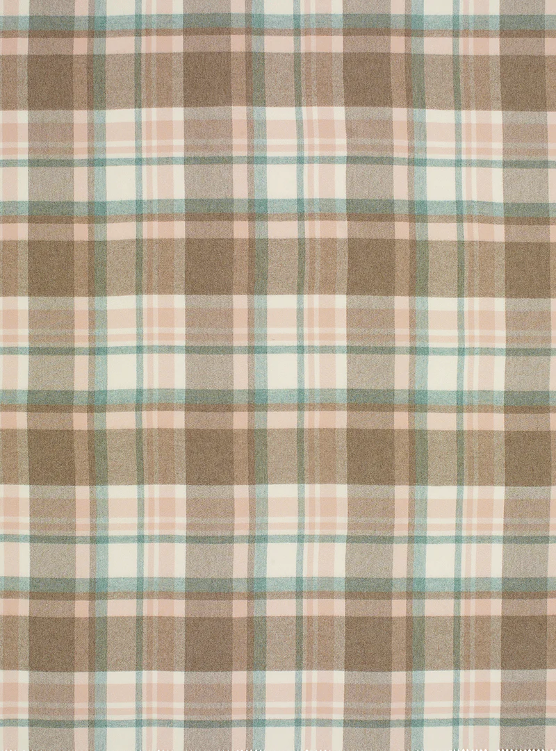 Portree Check Merino Lambswool Throw - Natural/Rose - Image 3