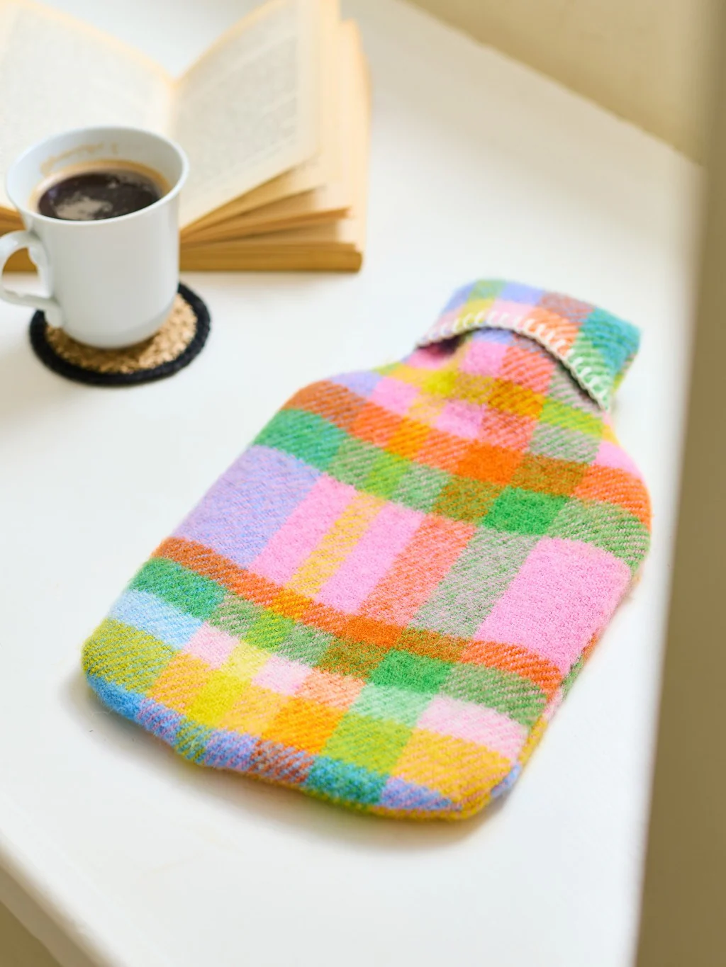 Pure New Wool Hot Water Bottle - Bright Check - Image 2