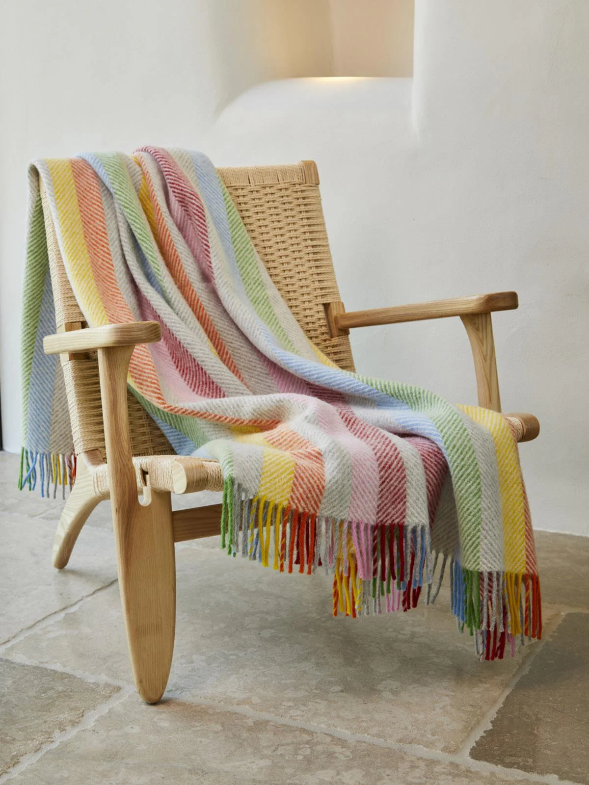 Stripe Pure New Wool Throw - Rainbow Grey - Image 3