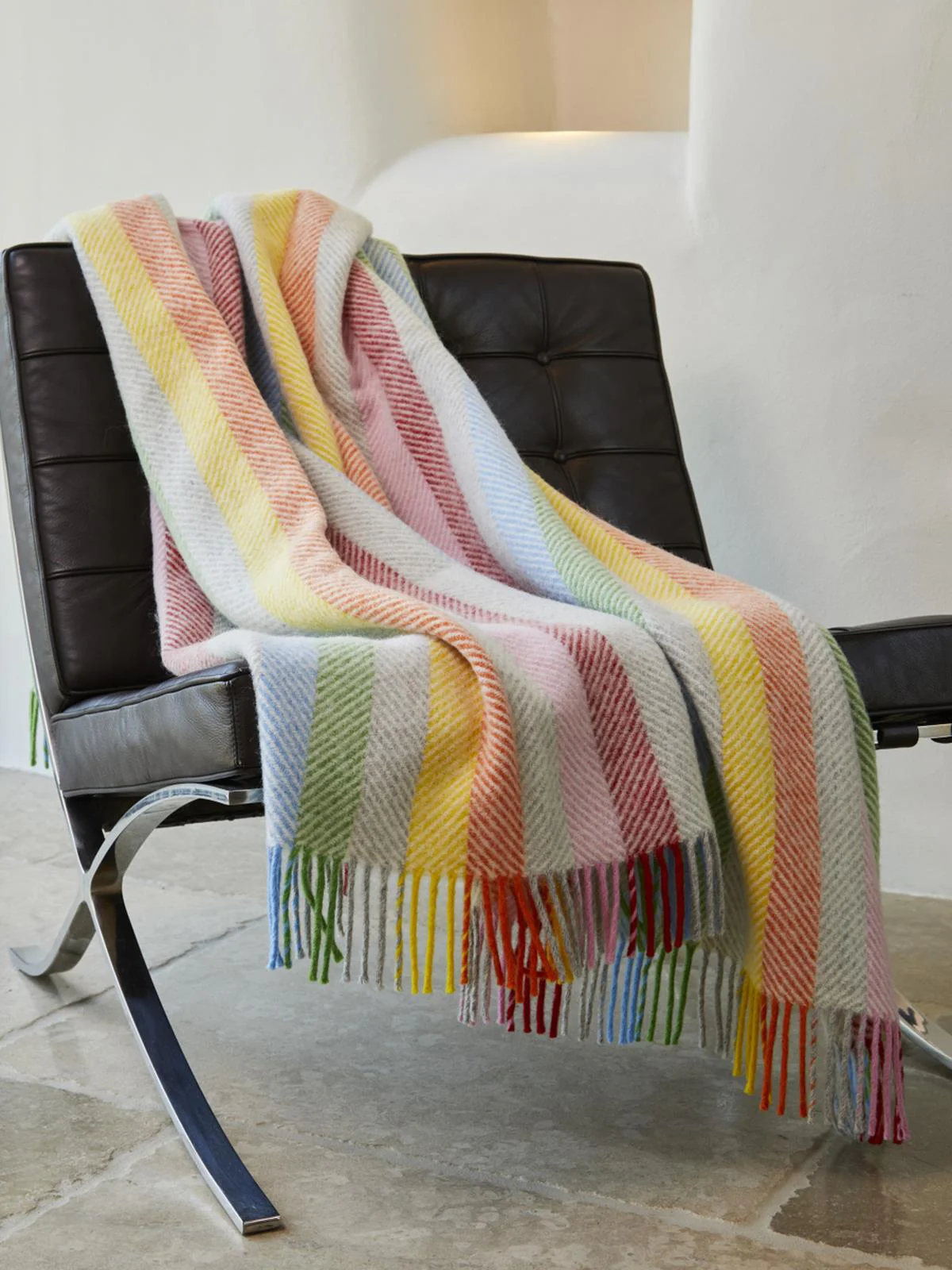 Stripe Pure New Wool Throw - Rainbow Grey - Image 10