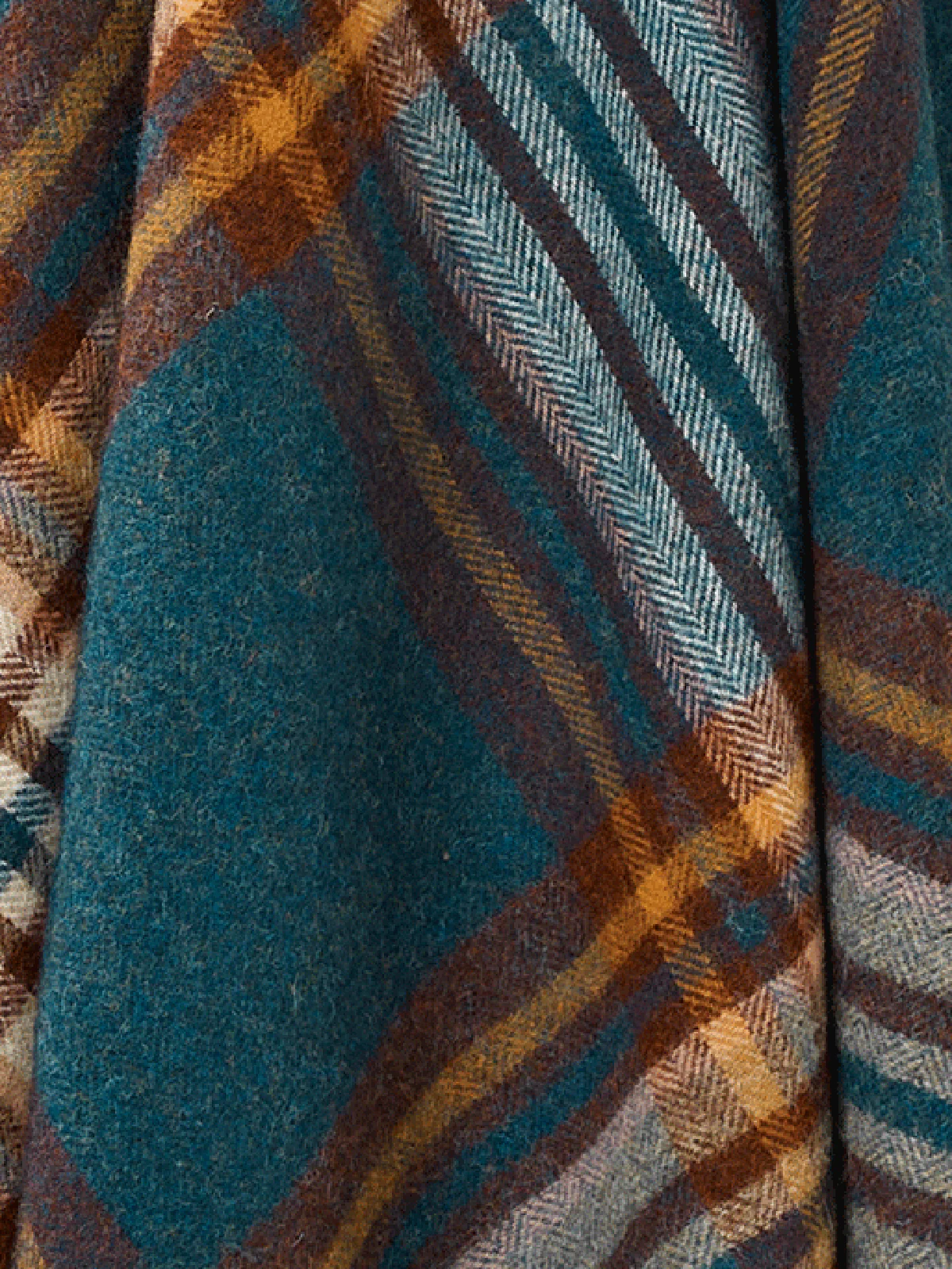 St Ives Check Pure New Wool Throw - Teal - Image 3