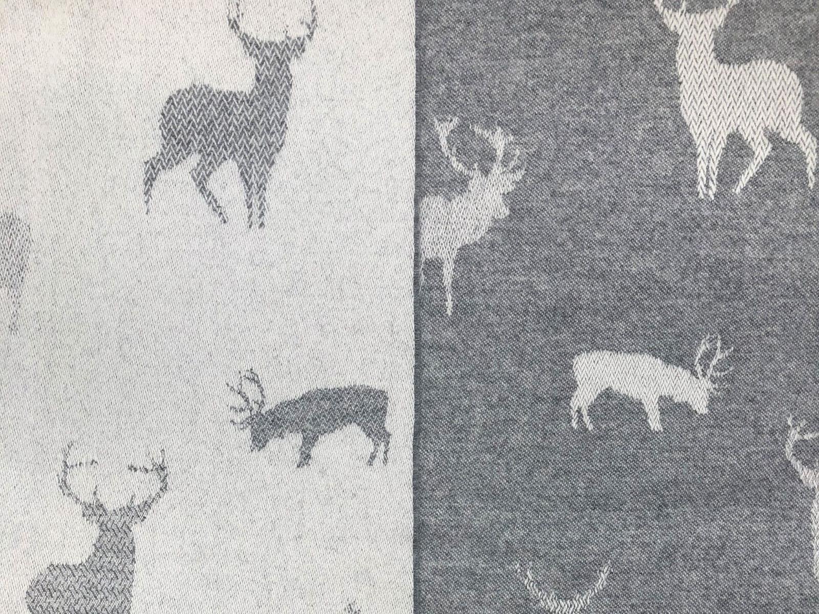 Stag Merino Lambswool Throw - Grey - Image 3