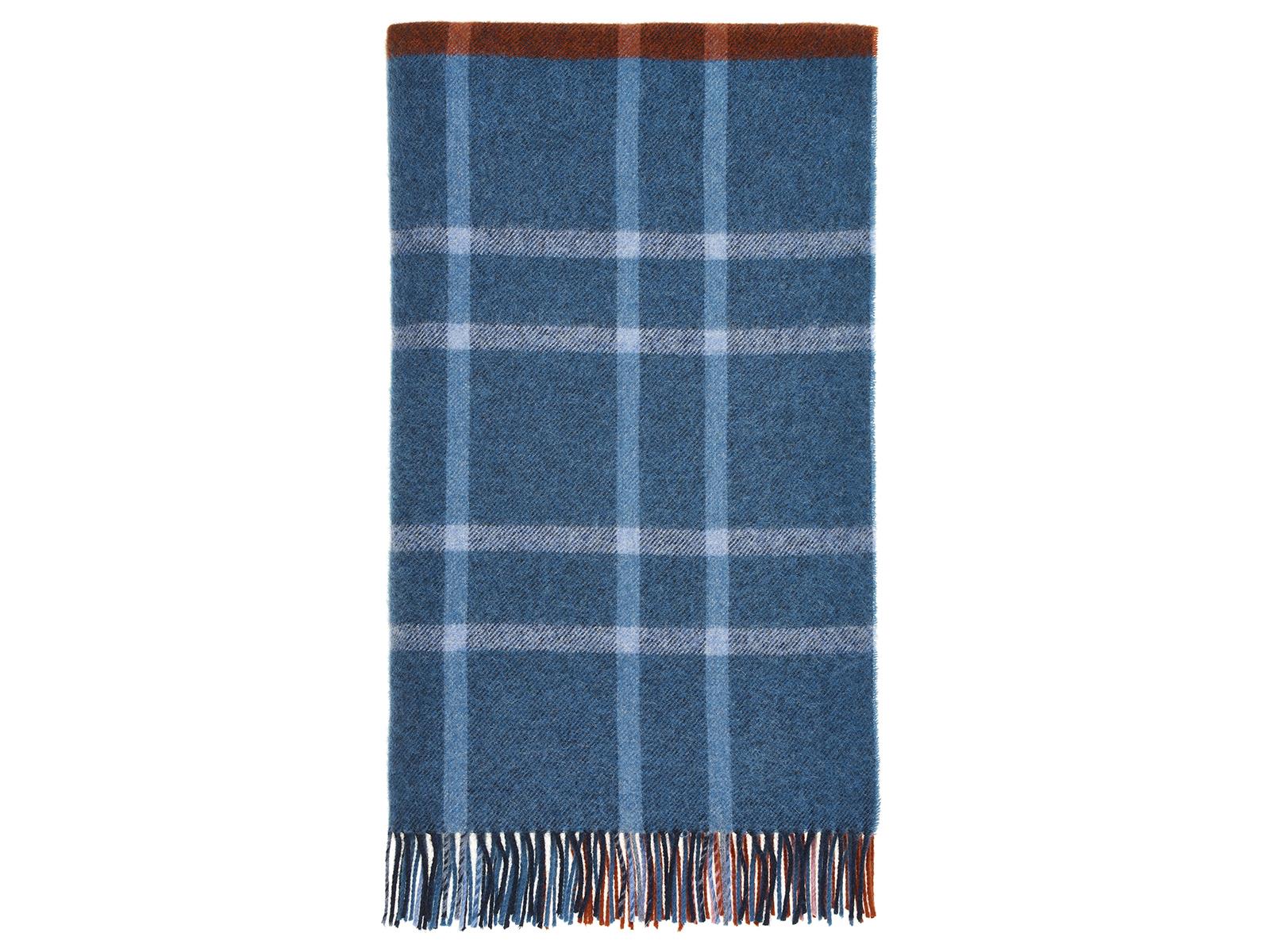 Stormness Check Pure New Wool Throw - Brick/Navy - Image 2