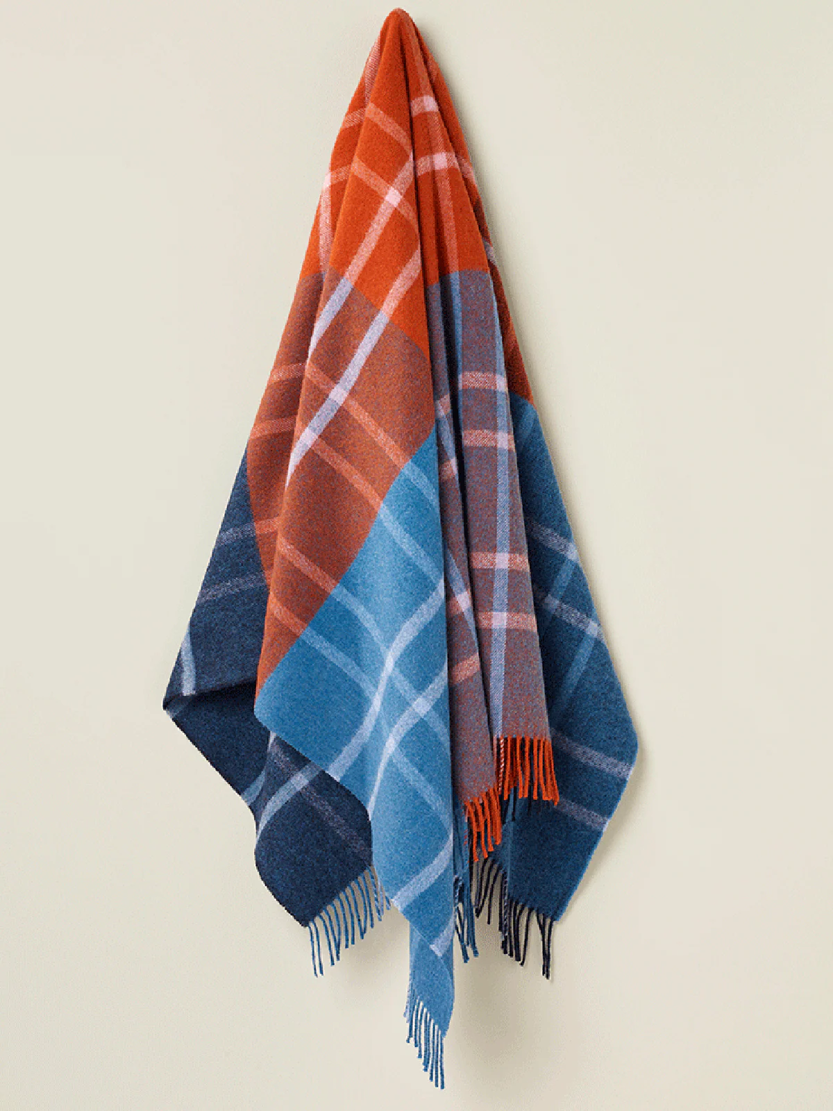 Stormness Check Pure New Wool Throw - Brick/Navy - Image 3