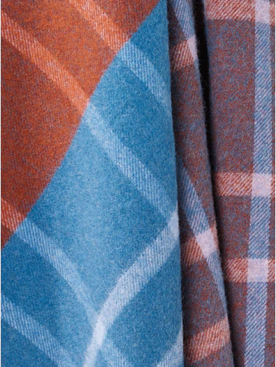 Stormness Check Pure New Wool Throw - Brick/Navy - Image 4